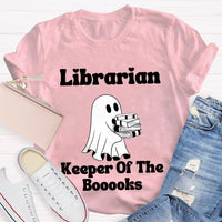 Librarian Keeper Of The Booooks Funny Halloween Spooky Librarian T-shirt