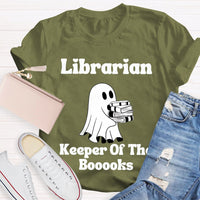 Librarian Keeper Of The Booooks Funny Halloween Spooky Librarian T-shirt