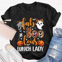 Fab Boo Lous Lunch Lady Halloween Pumpkin T-shirt