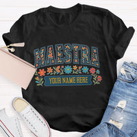 Personalized Name Maestra Floral Letters T-shirt