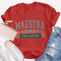 Personalized Name Maestra Floral Letters T-shirt