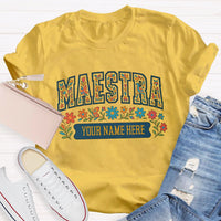 Personalized Name Maestra Floral Letters T-shirt