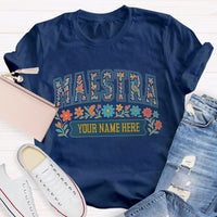 Personalized Name Maestra Floral Letters T-shirt