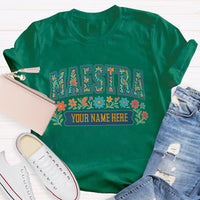 Personalized Name Maestra Floral Letters T-shirt