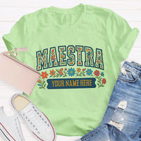 Personalized Name Maestra Floral Letters T-shirt