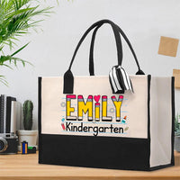 Personalized Kindergarten Teacher Name Cotton Tote Bag