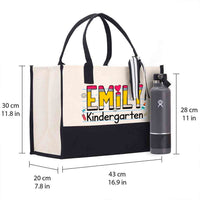 Personalized Kindergarten Teacher Name Cotton Tote Bag