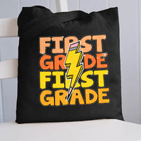 Personalized Grade Yellow Pencil Canvas Tote Bag