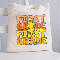 Personalized Grade Yellow Pencil Canvas Tote Bag