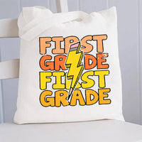 Personalized Grade Yellow Pencil Canvas Tote Bag