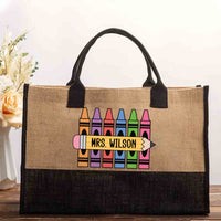 Personalized Name Colorful Crayon Cotton Tote Bag