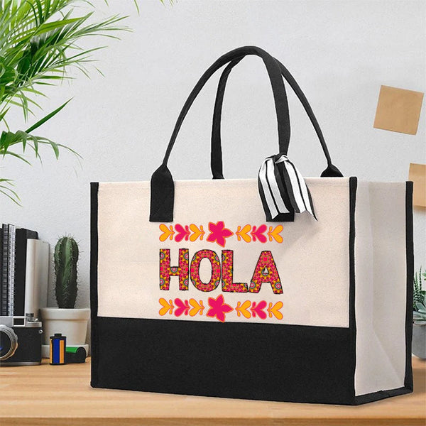 Vintage Flower Hola Cotton Tote Bag