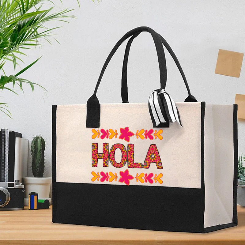 Vintage Flower Hola Cotton Tote Bag