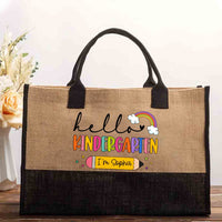 Personalized Grade And Name Pencil Rainbow Cotton Tote Bag