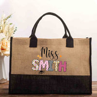 Personalized Name Pink Cute Spider Print Cotton Tote Bag