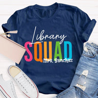 Personalized Name Library Squad Letters T-shirt