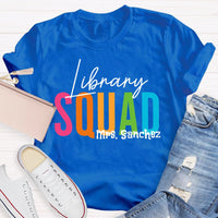 Personalized Name Library Squad Letters T-shirt