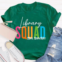 Personalized Name Library Squad Letters T-shirt