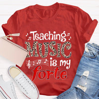 Teaching Music Is My Forte Leopard Music Teacher T-shirt