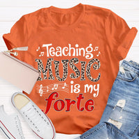 Teaching Music Is My Forte Leopard Music Teacher T-shirt