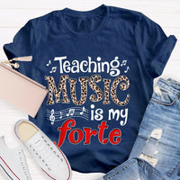 Teaching Music Is My Forte Leopard Music Teacher T-shirt