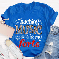 Teaching Music Is My Forte Leopard Music Teacher T-shirt
