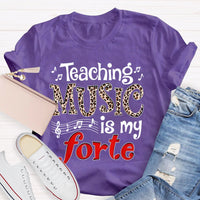 Teaching Music Is My Forte Leopard Music Teacher T-shirt