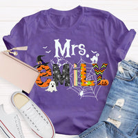 Personalized Name Funny Little Ghosts And Colorful Fonts Halloween T-shirt