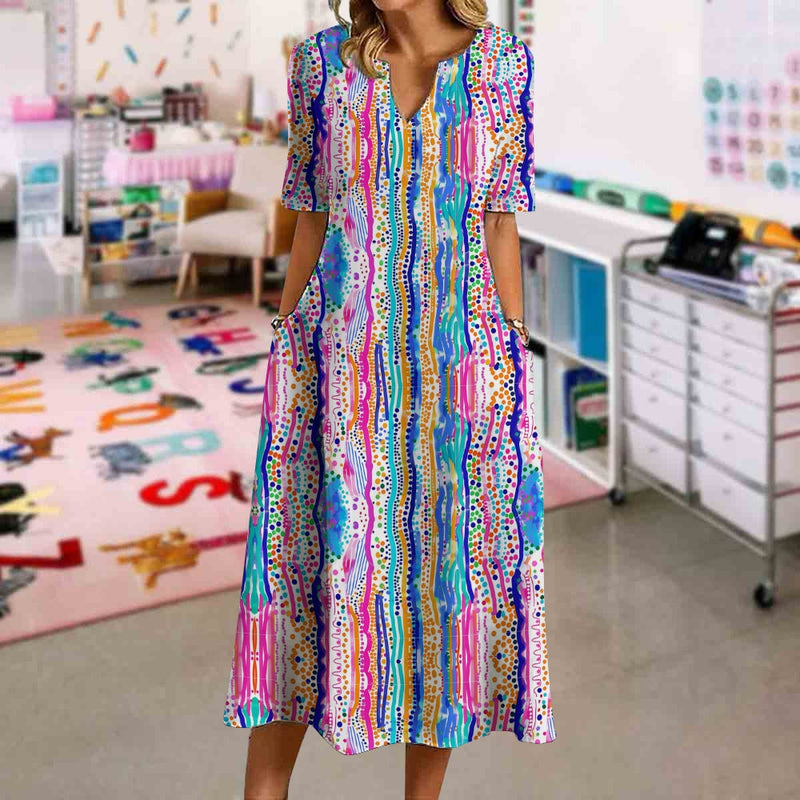 Irregular Geometric Print Gradient Pattern Print Dress