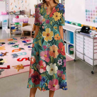 Elegant Floral Seamless Pattern Dress