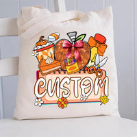 Personalized Text Fall Season Canvas Tote Bag