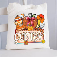Personalized Text Fall Season Canvas Tote Bag