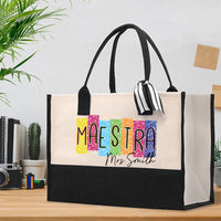 Personalized Name Colorful Maestra Cotton Tote Bag