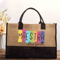 Personalized Name Colorful Maestra Cotton Tote Bag