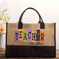 Personalized Name Halloween Skull Cotton Tote Bag