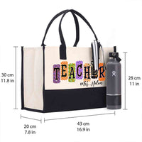Personalized Name Halloween Skull Cotton Tote Bag