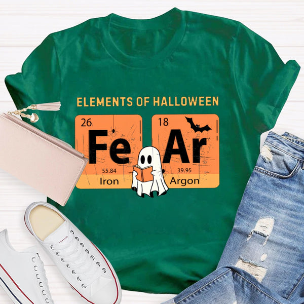 Elements Of Halloween Fear Lron Argon Funny Science And Halloween T-shirt