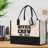 Personalized Name Office Crew Simple Art Words Cotton Tote Bag