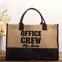 Personalized Name Office Crew Simple Art Words Cotton Tote Bag