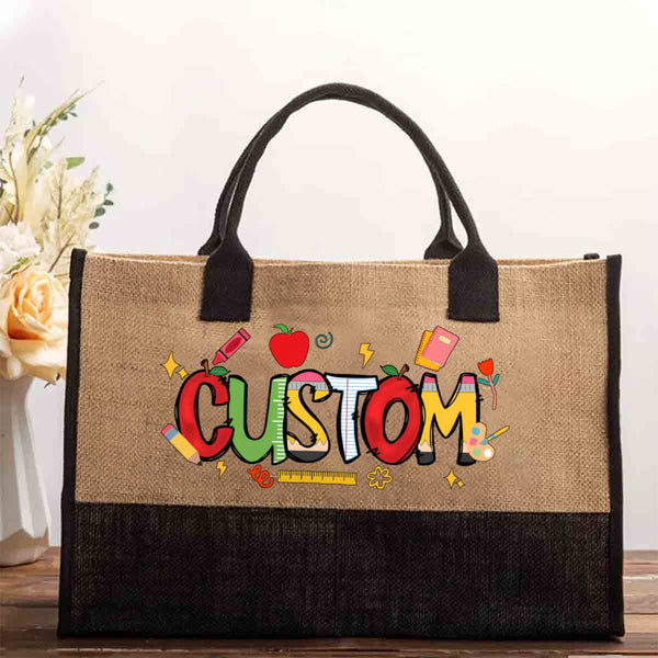 Personalized Text With The Apple Printed Cotton Tote Bag