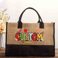 Personalized Text With The Apple Printed Cotton Tote Bag
