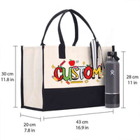 Personalized Text With The Apple Printed Cotton Tote Bag
