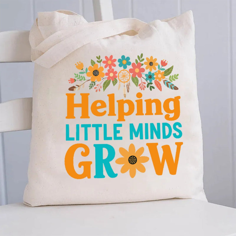 Sunflower Helping Little Minds Grow Canvas Tote Bag