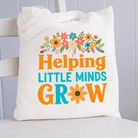 Sunflower Helping Little Minds Grow Canvas Tote Bag
