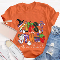 Personalized Grade And Name Halloween Halloween Ghost Spider T-Shirt