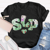 SLP Alphabet Fonts And Hearts T-shirt