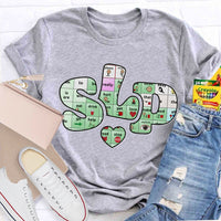 SLP Alphabet Fonts And Hearts T-shirt
