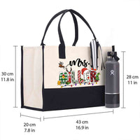 Personalized Name Christmas Elk Snowman Gingerbread Figurine Cotton Tote Bag