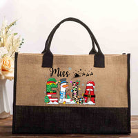 Personalized Name Christmas Elk Snowman Cotton Tote Bag Cotton Tote Bag