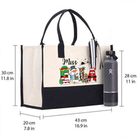 Personalized Name Christmas Elk Snowman Cotton Tote Bag Cotton Tote Bag